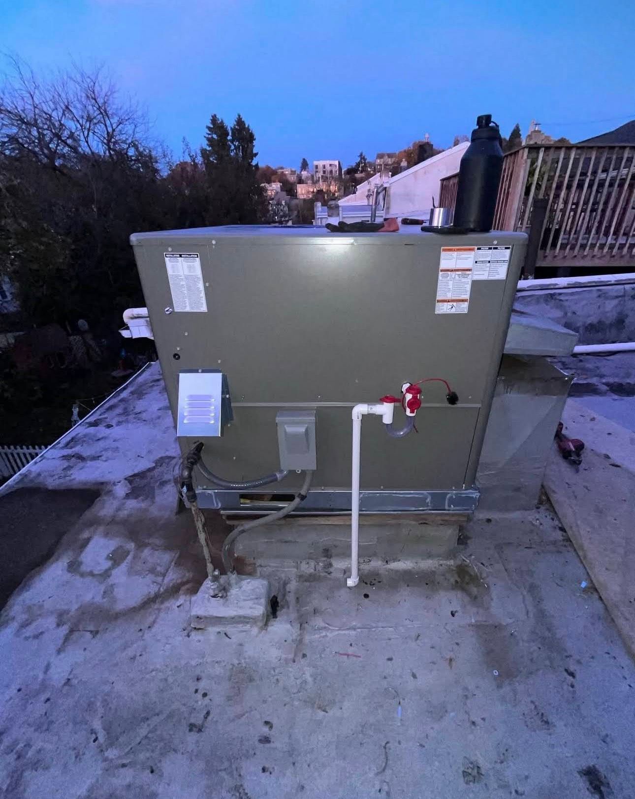 Rooftop HVAC package unit installation